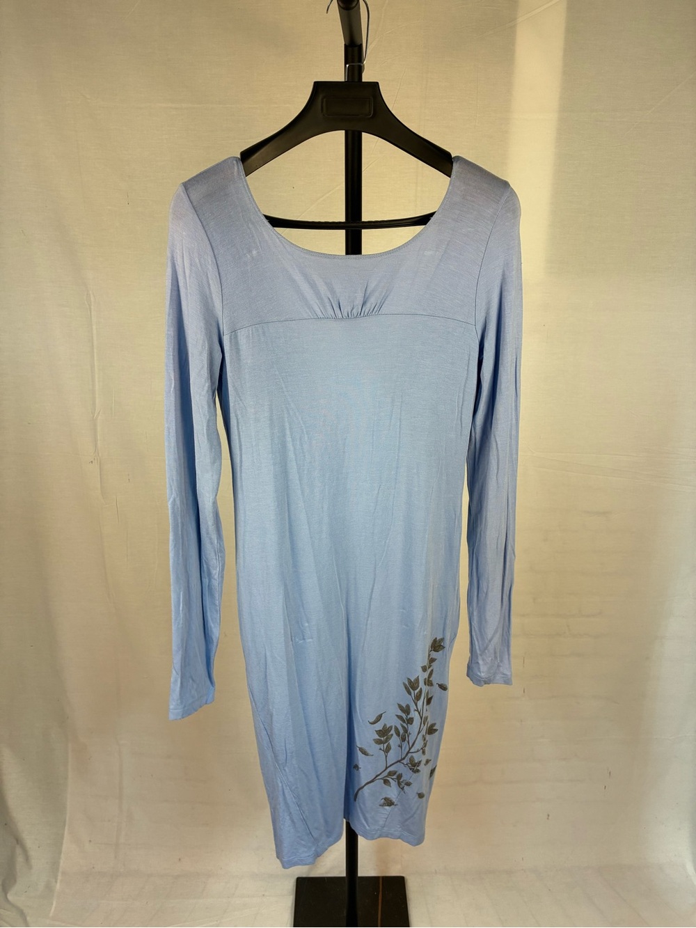 EcoSkin Deep V-Back Body Con Blue Floral Dress M